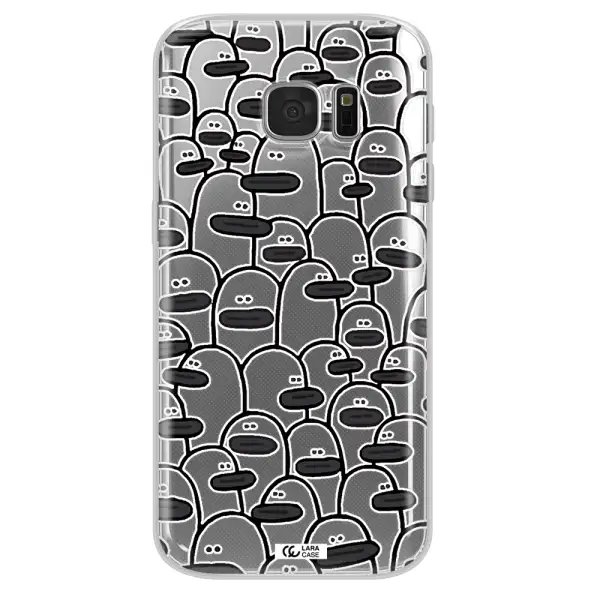 a group of white and black cartoon characters Samsung S 7 Clear TPU Case