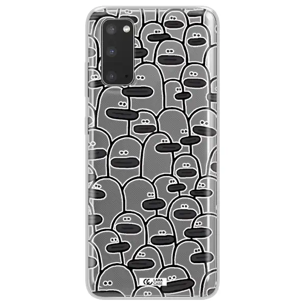 a group of white and black cartoon characters Samsung S20 Clear TPU Case