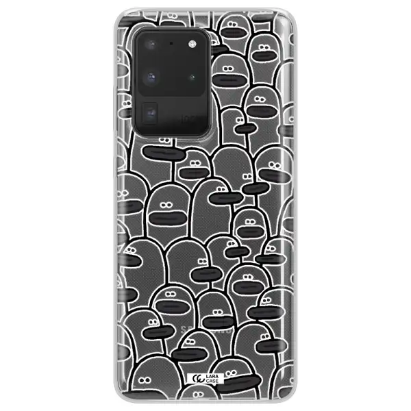 a group of white and black cartoon characters Samsung S20 Ultra Clear TPU Case