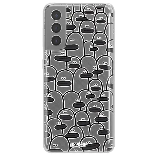 a group of white and black cartoon characters Samsung S21 Clear TPU Case