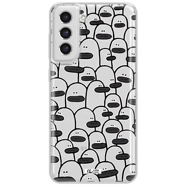 A Group Of White And Black Cartoon Characters Samsung S21 Fe Clear Tpu Case