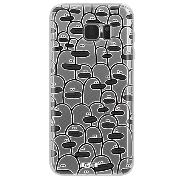 a group of white and black cartoon characters Samsung S7 Edge Clear TPU Case
