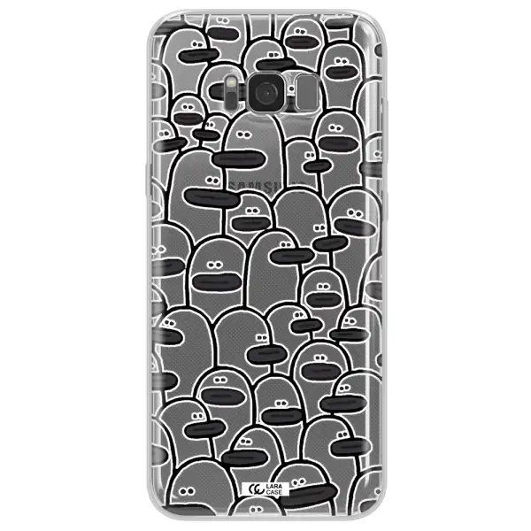 a group of white and black cartoon characters Samsung S8 Plus Clear TPU Case