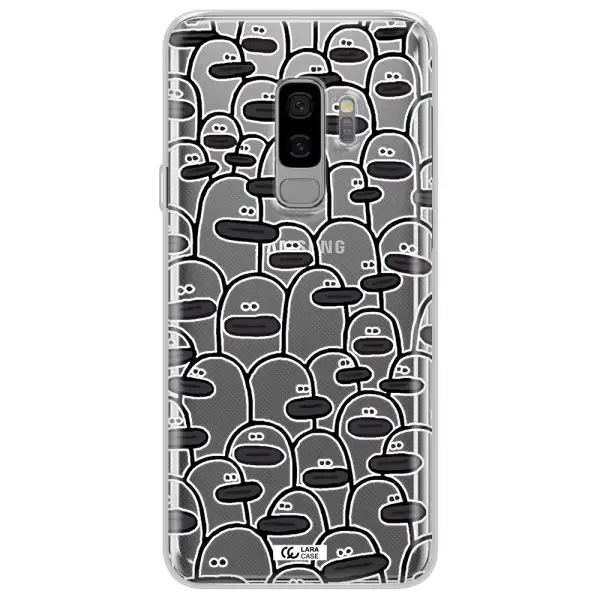 a group of white and black cartoon characters Samsung S9 Plus Clear TPU Case