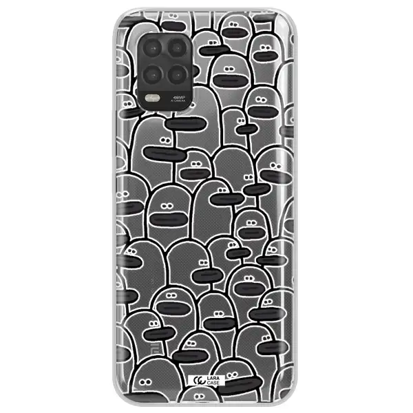 a group of white and black cartoon characters Xiaomi Mi 10 Lite Clear TPU Case