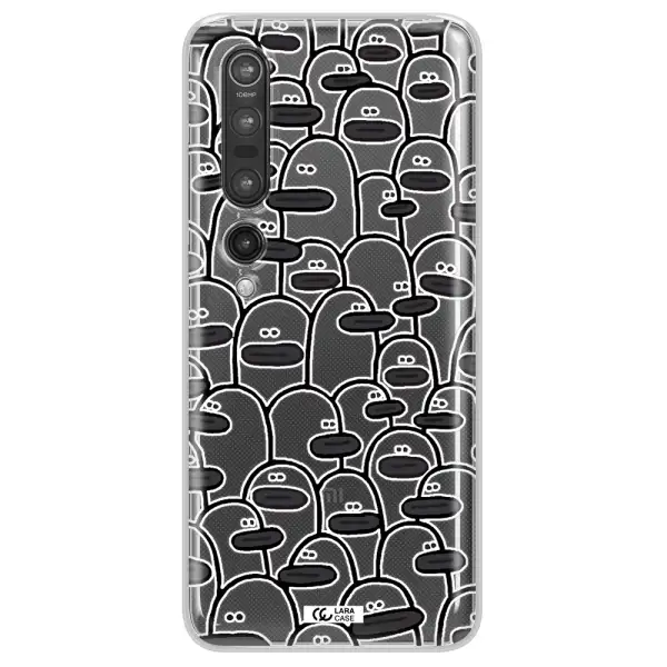 a group of white and black cartoon characters Xiaomi Mi 10 Pro Clear TPU Case