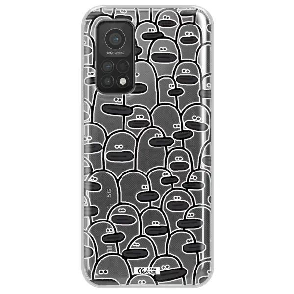 a group of white and black cartoon characters Xiaomi Mi 10T Clear TPU Case