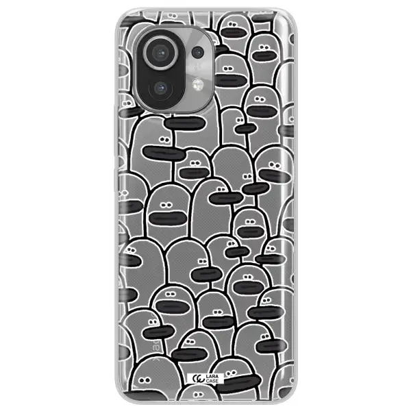 a group of white and black cartoon characters Xiaomi Mi 11 Clear TPU Case