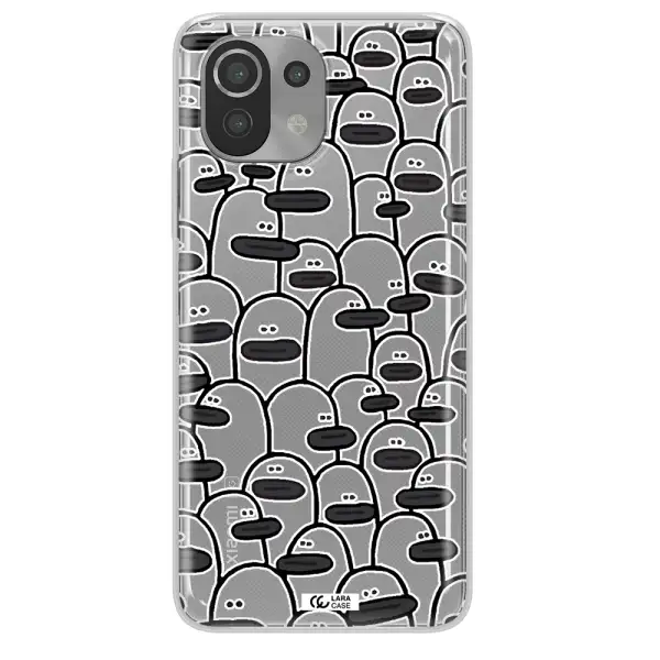 a group of white and black cartoon characters Xiaomi Mi 11 Lite Clear TPU Case