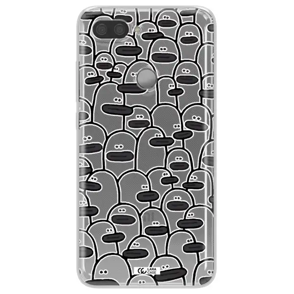a group of white and black cartoon characters Xiaomi Mi 8 Lite Clear TPU Case