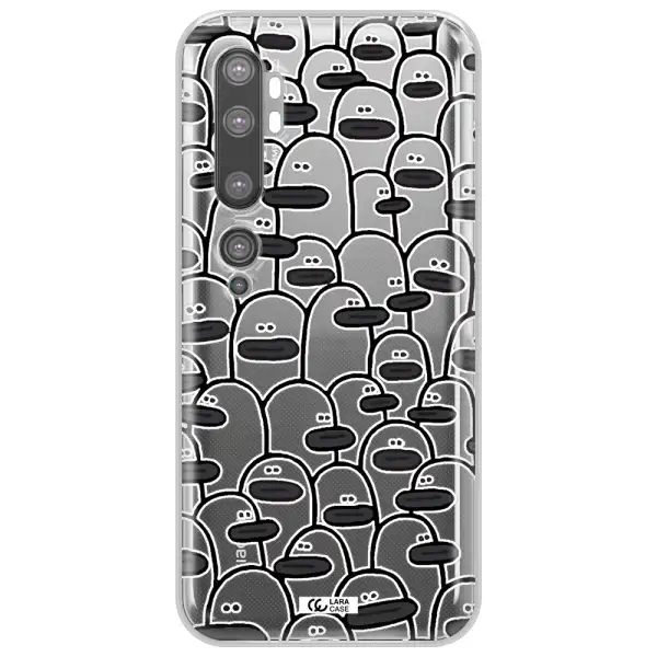a group of white and black cartoon characters Xiaomi Mi Note 10 Clear TPU Case