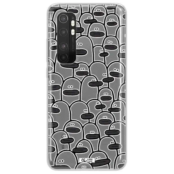 a group of white and black cartoon characters Xiaomi Mi Note 10 Lite Clear TPU Case