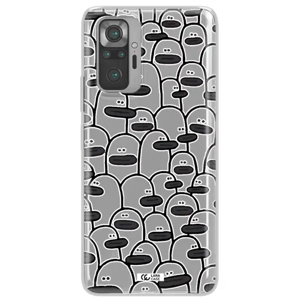 a group of white and black cartoon characters Xiaomi Note 10 Pro Clear TPU Case