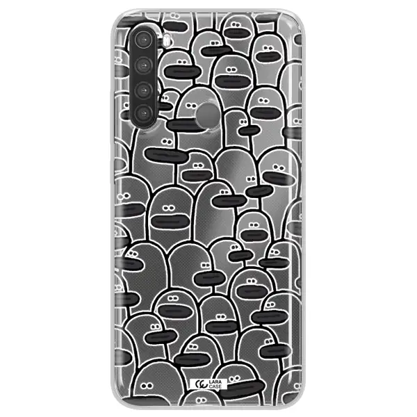 a group of white and black cartoon characters Xiaomi Note 8 Clear TPU Case