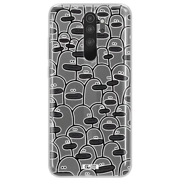 a group of white and black cartoon characters Xiaomi Note 8 Pro Clear TPU Case