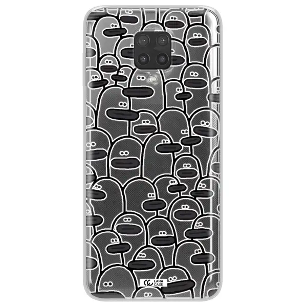 a group of white and black cartoon characters Xiaomi Note 9 Pro Clear TPU Case