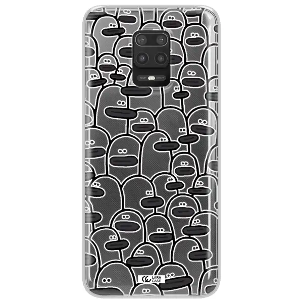 a group of white and black cartoon characters Xiaomi Note 9S Clear TPU Case