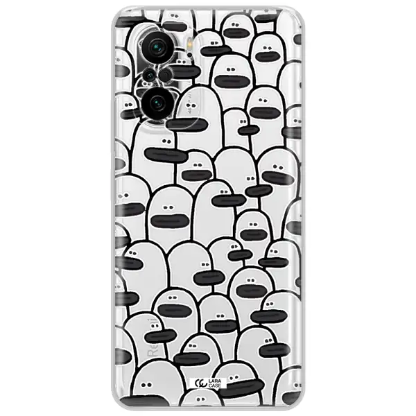 A Group Of White And Black Cartoon Characters Xiaomi Poco F3 Clear Tpu Case