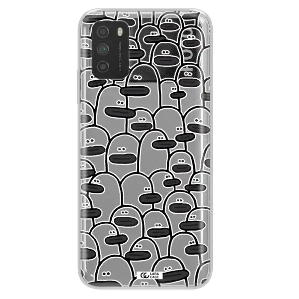 a group of white and black cartoon characters Xiaomi Poco M3 Clear TPU Case