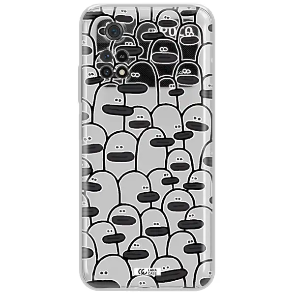 A Group Of White And Black Cartoon Characters Xiaomi Poco M4 Pro 4G Clear Tpu Case