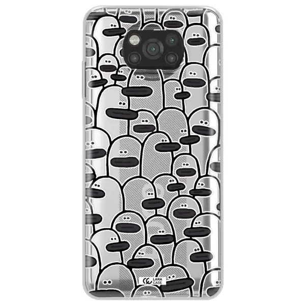 a group of white and black cartoon characters Xiaomi Poco X3 Clear TPU Case
