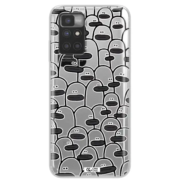 a group of white and black cartoon characters Xiaomi Redmi 10 Clear TPU Case