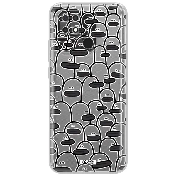 a group of white and black cartoon characters Xiaomi Redmi 10C Clear TPU Case