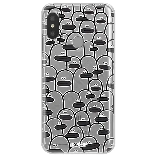 a group of white and black cartoon characters Xiaomi Redmi 6 Pro Clear TPU Case