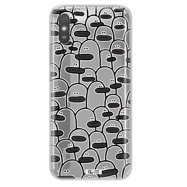 a group of white and black cartoon characters Xiaomi Redmi 9A Clear TPU Case