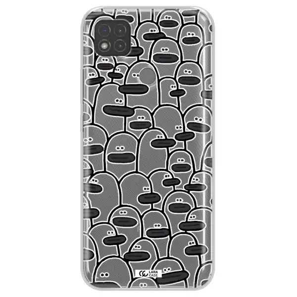 a group of white and black cartoon characters Xiaomi Redmi 9C Clear TPU Case