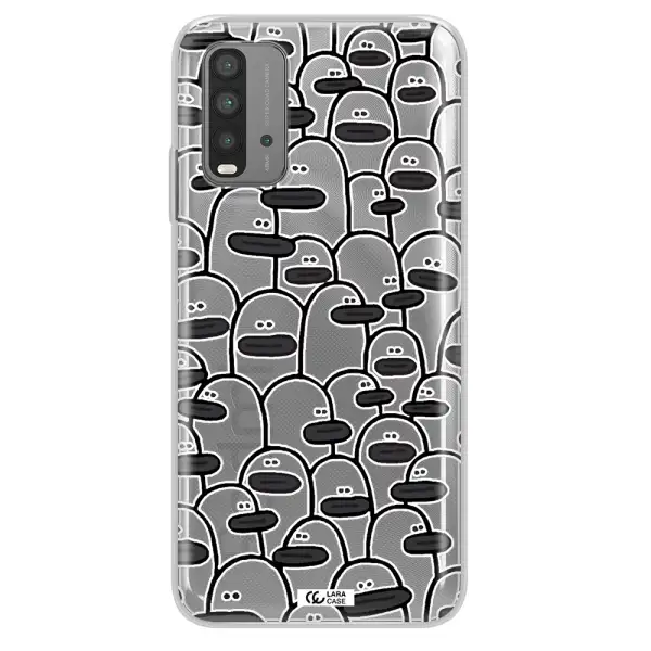 a group of white and black cartoon characters Xiaomi Redmi 9T Clear TPU Case