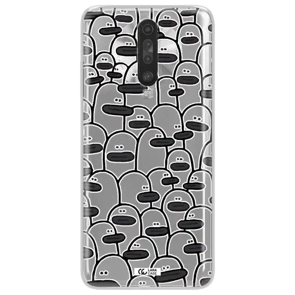 a group of white and black cartoon characters Xiaomi Redmi K30 Clear TPU Case