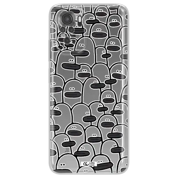 A Group Of White And Black Cartoon Characters Xiaomi Redmi Note 10S Clear Tpu Case