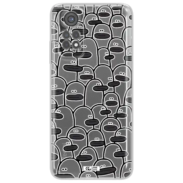 A Group Of White And Black Cartoon Characters Xiaomi Redmi Note 11S Clear Tpu Case