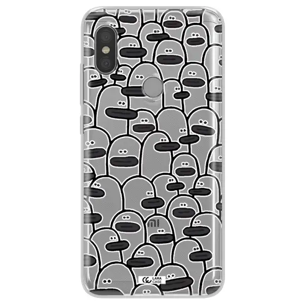 a group of white and black cartoon characters Xiaomi Redmi Note 6 Pro Clear TPU Case