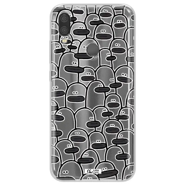 a group of white and black cartoon characters Xiaomi Redmi Note 7 Clear TPU Case