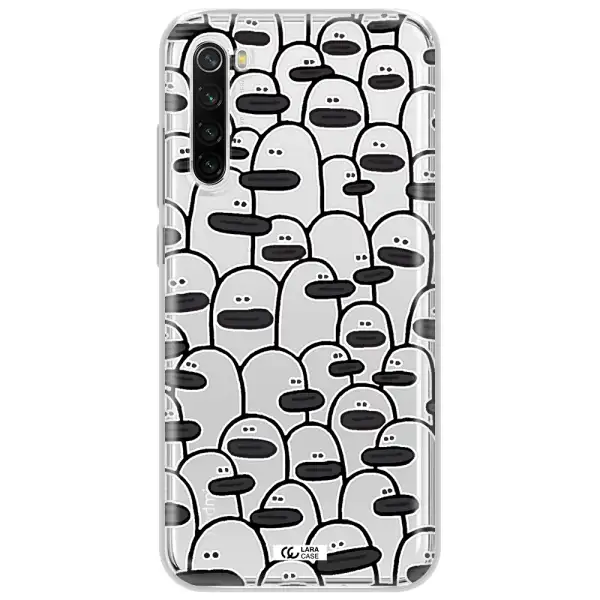 A Group Of White And Black Cartoon Characters Xiaomi Redmi Note 8T Clear Tpu Case