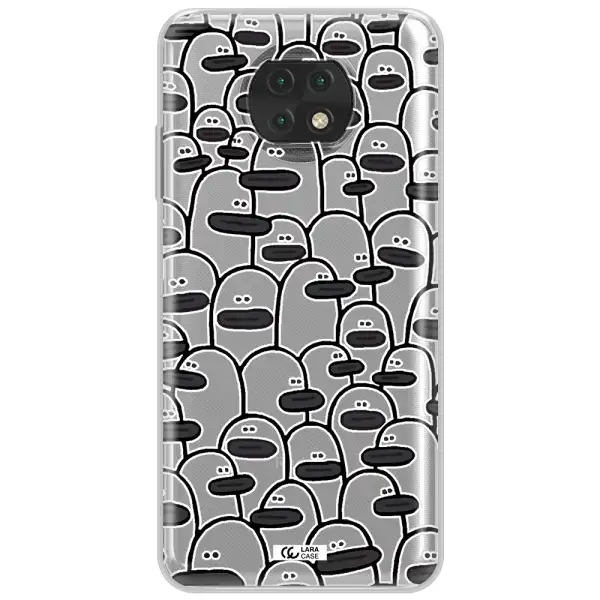 A Group Of White And Black Cartoon Characters Xiaomi Redmi Note 9T Clear Tpu Case