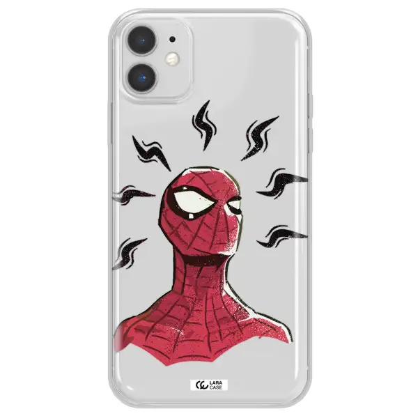 a cartoon of a red spider man Apple iPhone 11 Clear TPU Case
