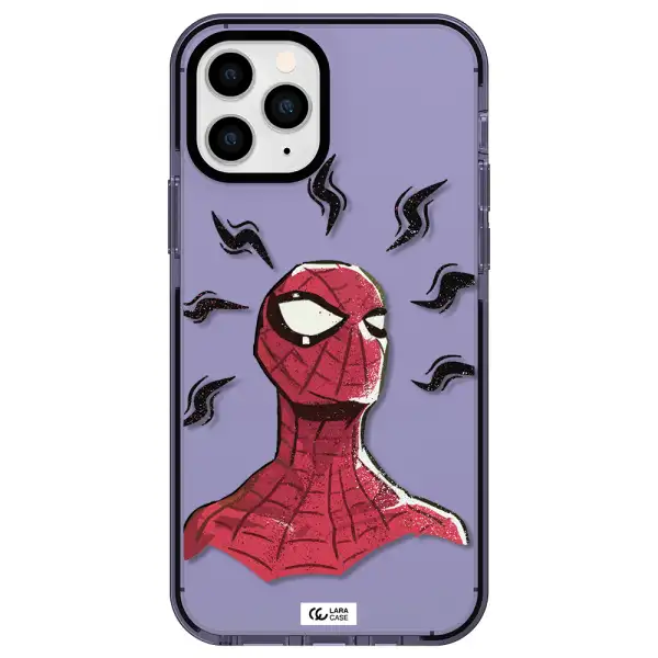 a cartoon of a red spider man Apple iPhone 11 pro impact Lilac Case