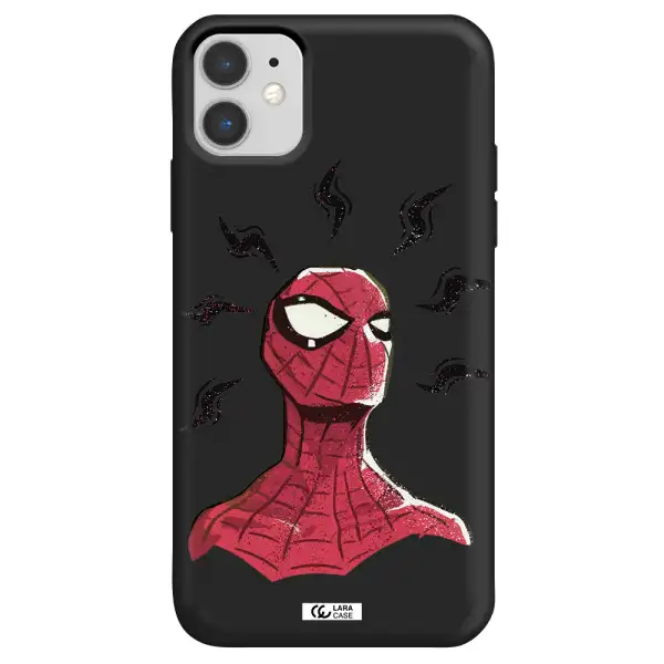 a cartoon of a red spider man Apple iPhone 11 Silicone black Case