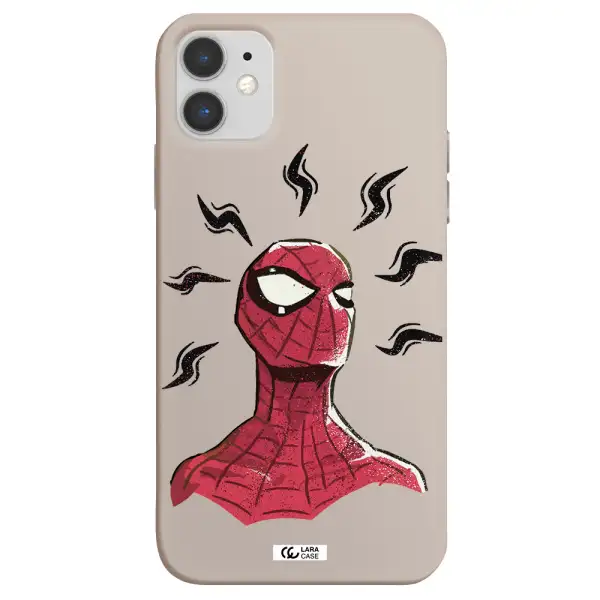 a cartoon of a red spider man Apple iPhone 11 Silicone Stone Case