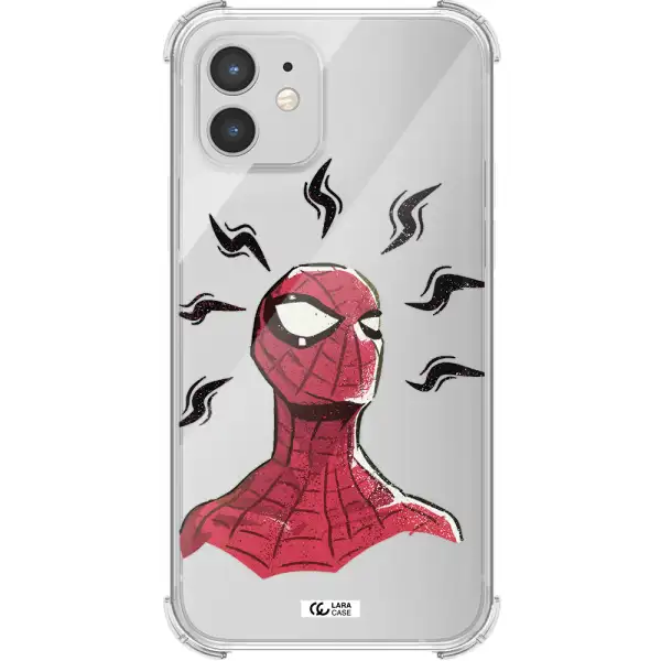 a cartoon of a red spider man Apple iPhone 12 Clear PC Case