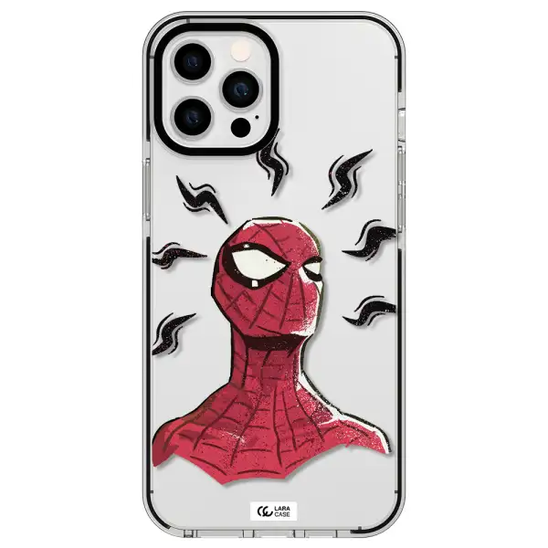 a cartoon of a red spider man Apple iPhone 12 pro max impact black border Case