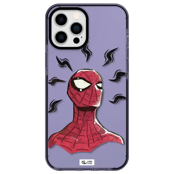 a cartoon of a red spider man Apple iPhone 12 pro max impact Lilac Case