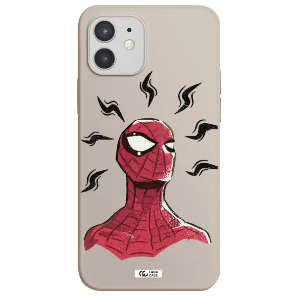 a cartoon of a red spider man Apple iPhone 12 Silicone Stone Case