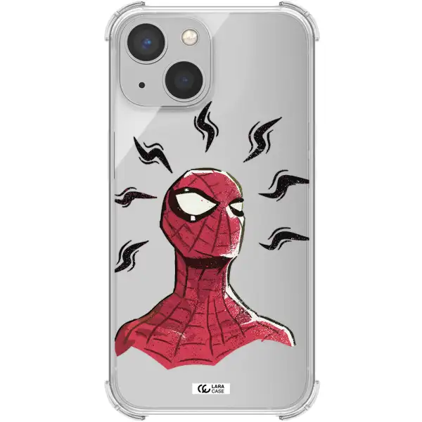 a cartoon of a red spider man Apple iPhone 13 Clear PC Case