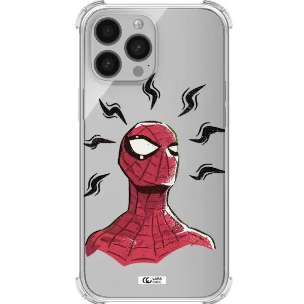 a cartoon of a red spider man Apple iPhone 13 Pro Clear PC Case