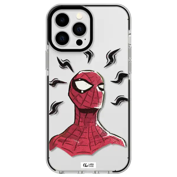 a cartoon of a red spider man Apple iPhone 13 Pro Max impact black border Case