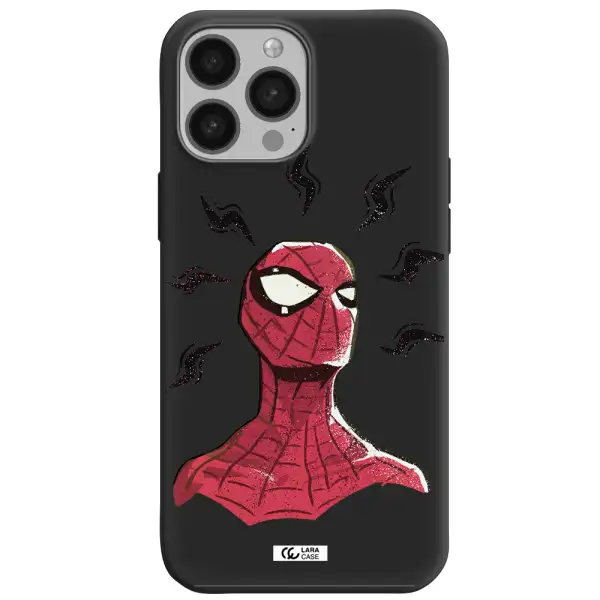 a cartoon of a red spider man Apple iPhone 13 Pro Max Silicone black Case